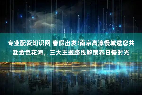 专业配资知识网 春假出发!南京高淳慢城邀您共赴金色花海,三大主题路线解锁春日慢时光